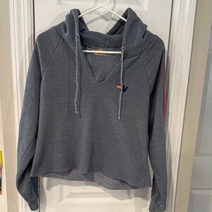 Aviator Nation Gray Hoodie with Multicolor Logo